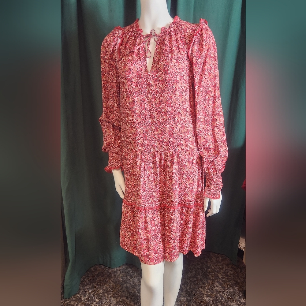 NWT Max Studio Red Floral Long Sleeve Dress - Medium